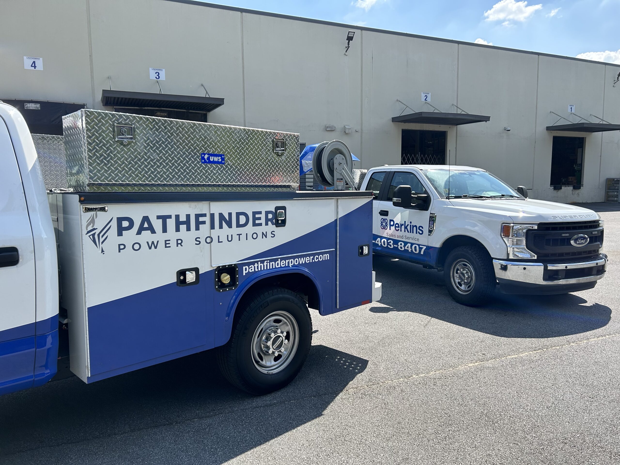 Pathfinder Power Solutions trucks preparing to deliver Perkins parts